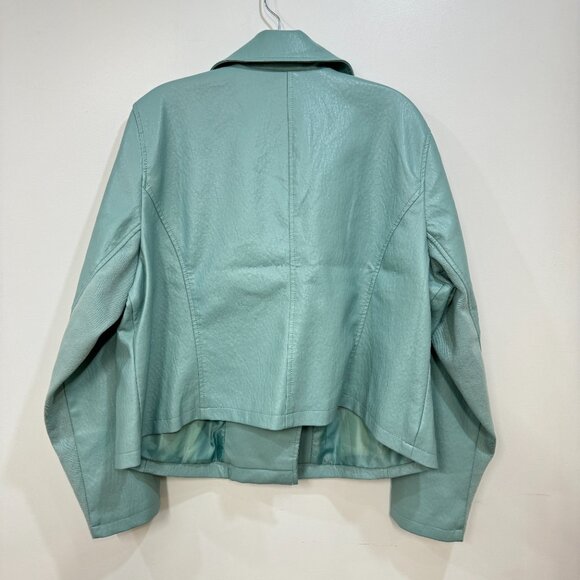 Lane Bryant Long Sleeve Side Zip Collar Silver Tone Hardware Jacket Aqua - Picture 8 of 8